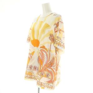 Emilio Pucci シルクプッチ柄チュニックワンピース 半袖 USA8 L ベージュ マルチカラー