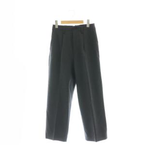 24AW ハイブリッドダブルクロスワンタックパンツ ストレート ジッパーフライ ウール混 36 ダークグレー