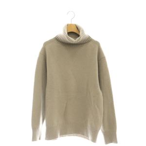ミドルゲージタートル ニット セーター 長袖 タートルネック ウール グレージュ /NR OS