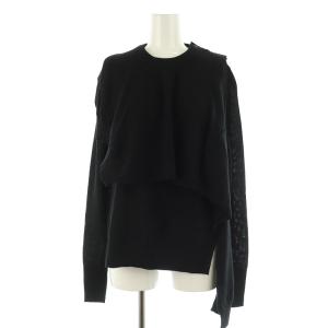 ウールレイヤード風ニットプルオーバー カットソー 長袖 SP 黒 ブラック /MY OS