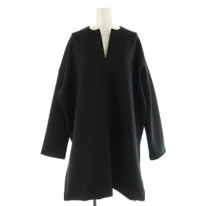 22AW Side Slit プルオーバー カットソー チュニック 長袖 ストレッチ キーネック オーバーサイズ