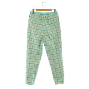 Drawer グレンチェックドロストパンツ テーパード タック シルク切替 36 緑 グリーン