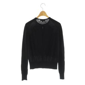 Drawer レースカーディガン ニット 長袖 クルーネック 切替 1 黒 ブラック