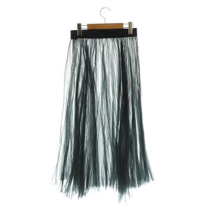 HYKE ORGANDY PLEATED SKIRT オーガンジープリーツスカート ロング シースルー 1 黒 ブラック