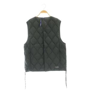 × エフシーイー F/CE ダウンベスト 前開き Vネック スナップボタン ナイロン 黒 ブラック /NR