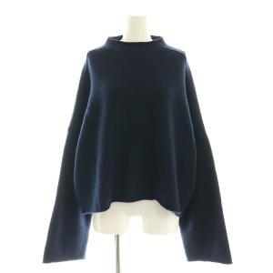 23SS ショートニット Short Knit セーター 長袖 プルオーバー ハイネック ウール F 紺