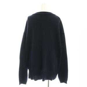 L'Appartement 22AW Ribbed Sweater ニット セーター 長袖 クルーネック ウール混 F 紺 ネイビー