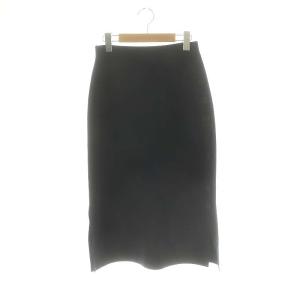 ニットスカート ロング ミモレ Aライン ウール 42 紺 ネイビー /MF OS