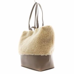 VIOLA d'ORO ハンドバッグ 2ハンドル ボア レザー 切り替え ベージュ /AS OS