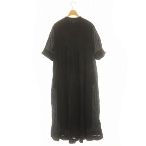 IENA 22SS コットンボイルピンタックシャツワンピース 半袖 ロング マキシ 38 黒 ブラック