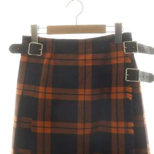 O'NEIL OF DUBLIN チェック ラップスカート ひざ丈 プリーツ GB10 オレンジ 黒 紺 /DF OS