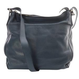 デュオ レザーショルダーバッグ M ロゴ 青 ブルー /SR14