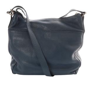 HIROFU デュオ レザーショルダーバッグ M ロゴ 青 ブルー /SR14