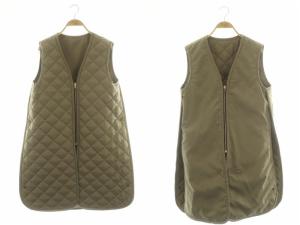 キルティング リバーシブル ベスト ブルゾン フロントジップ F ベージュ /YQ OS