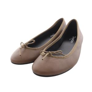 バレエシューズ パンプス リボン レザー 39.5 25cm 茶 ブラウン VX1790VE /AK6