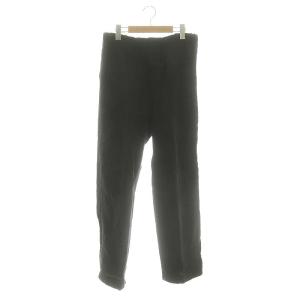 リネンウエストリブパンツ イージー ジョガー ボトムス ボタンフライ L 黒 ブラック