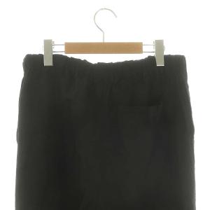 MARGARET HOWELL リネンウエストリブパンツ イージー ジョガー ボトムス ボタンフライ L 黒 ブラック