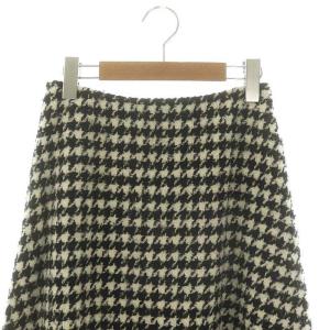 23区 vingt-trois 23AW 千鳥柄 フレアスカート ロング丈 ウール混 38 M 黒 ブラック 白 ホワイト