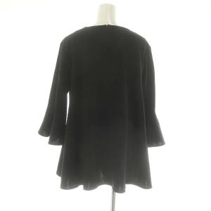 23区 vingt-trois 24SS ベルスリーブブラウス カットソー Vネック 七分袖 38 M 黒 ブラック