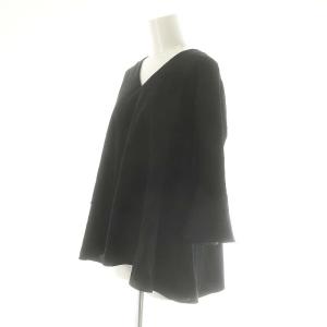 23区 vingt-trois 24SS ベルスリーブブラウス カットソー Vネック 七分袖 38 M 黒 ブラック