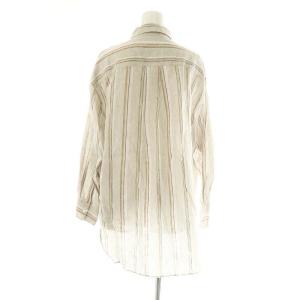 23区 vingt-trois 24SS リネン マルチストライプ シャツ 長袖 チュニック丈 38 グレージュ マルチカラー