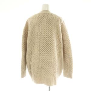 23区 vingt-trois ウール アランパターン カーディガン ニット 長袖 Vネック 38 M ベージュ