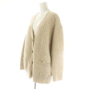 23区 vingt-trois ウール アランパターン カーディガン ニット 長袖 Vネック 38 M ベージュ