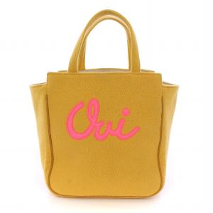 Oui メッセージロゴ ハンドバッグ 鞄 黄 イエロー /DK SH OF