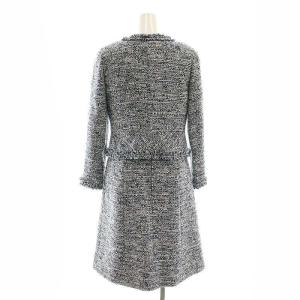 René ×TISSUE セットアップ ツイードノーカラージャケット×ワンピース 34 ネイビー ホワイト