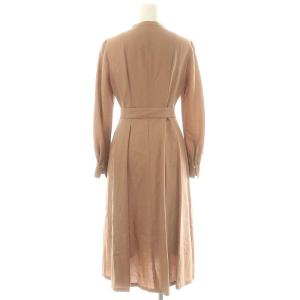 ANAYI ソフトアムンゼンタックフレアワンピース ロング 長袖 スキッパー ウール 34 ブラウンベージュ