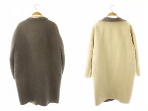 ADORE リバーシブル カシミヤ混 チェスターコート ミドル丈 アウター ウール 36 グレー アイボリー