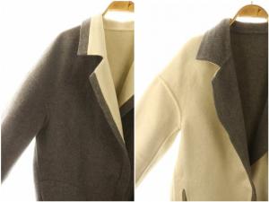 ADORE リバーシブル カシミヤ混 チェスターコート ミドル丈 アウター ウール 36 グレー アイボリー