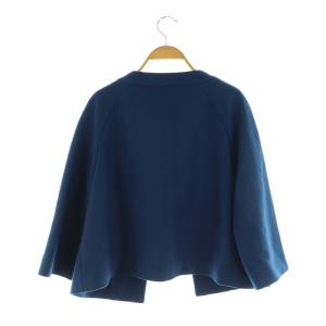 ADORE ショートジャケット 七分袖 総裏地 ノーカラー ボタンレス ウール混 38 紺 ネイビー