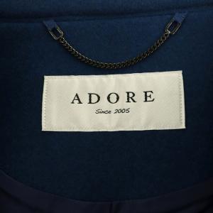 ADORE ショートジャケット 七分袖 総裏地 ノーカラー ボタンレス ウール混 38 紺 ネイビー