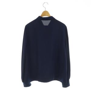 ADORE 長袖ブラウス スタンドカラー バンドカラー プルオーバー シフォン リブ 切替 38 紺 ネイビー