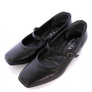 WELL FIT メリージェーン パンプス コンフォートシューズ スクエアトゥ レザー 22cm 黒 ブラック