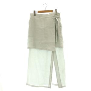 Line Canvas Layered Wrap Skirt レイヤードラップスカート ロング 麻 リネン