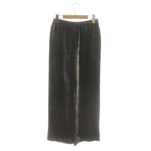 IENA 24AW Silk Mix ベルベットイージーパンツ ストレート シルク混 36 チャコールグレー /DO