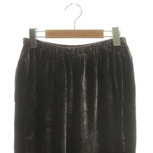 IENA 24AW Silk Mix ベルベットイージーパンツ ストレート シルク混 36 チャコールグレー /DO