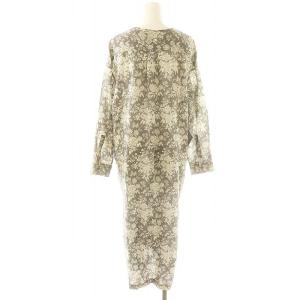 heliopole フラワープリント シャツワンピース ロング 長袖 38 グレー オフホワイト /DF OS