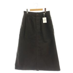 モールスキンのワークスカート ロング丈 マキシ丈 ジップフライ コットン 05 XL 茶 ブラウン /YQ