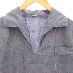 45rpm ヘリテイジ HERITAGE オックスシャンブレーのプルオーバーシャツ 長袖 コットン 青 ブルー