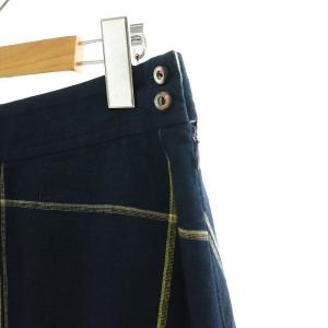 Pal'las Palace コットン フレアスカート ロング ミモレ丈 格子柄 3 紺 黄色 緑