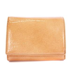 idea エナメル コンパクトウォレット 二つ折り財布 ベージュ /KH OF