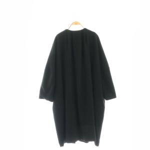 CLANE ウール ノーカラー コート ロング アウター F 黒 ブラック /MI OS
