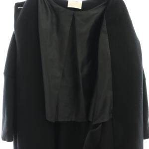 CLANE ウール ノーカラー コート ロング アウター F 黒 ブラック /MI OS
