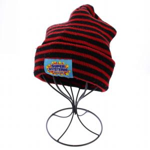ビーニー ニットキャップ 帽子 ボーダー柄 F 黒 赤 02203QH01 /BM OF
