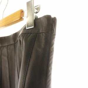 Salvatore Ferragamo レザーシルクプリーツスカート ロング フレア 柄 42 黒 ベージュ マルチカラー