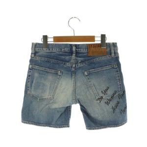 HYSTERIC GLAMOUR doors デニム ショートパンツ  ボタンフライ 総柄 プリント ウォッシュ加工 S 青 ブルー