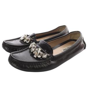 ビジュー フラットローファー 34.5 21.5cm 黒 ブラック /SR2